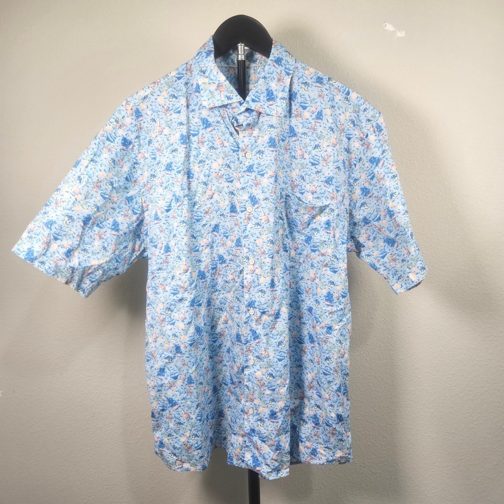 Peter Millar Button Down Men Large Blue Pirate Rum Nautical MS22W76CFS Preppy